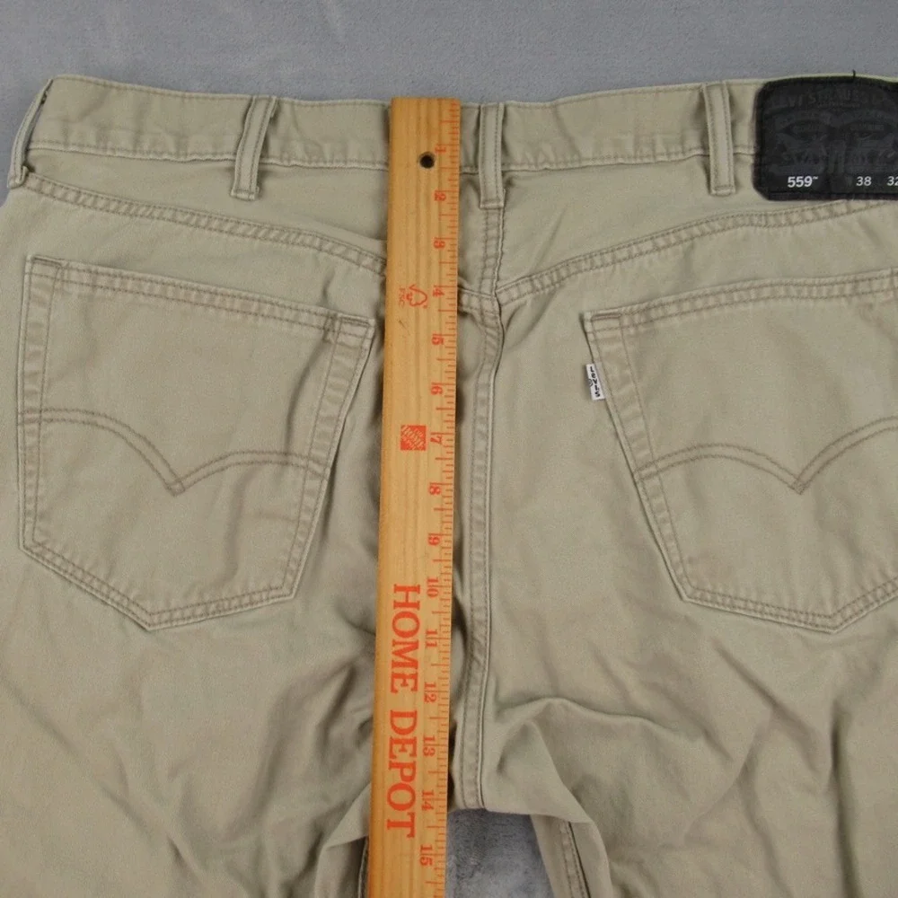 Levis 559 Relaxed Straight Khaki Pants Mens 38x32 Tan Cotton Chino 00559-0369